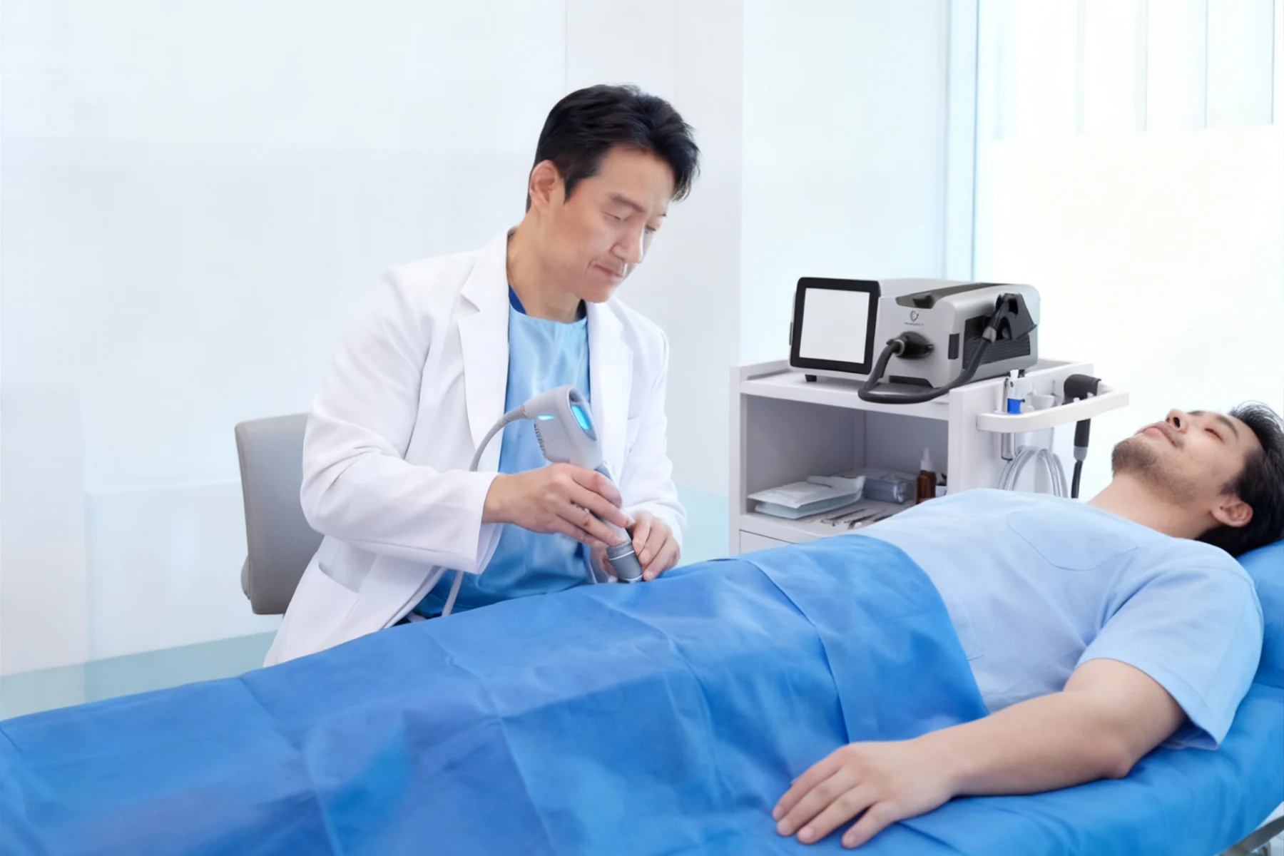 低能量衝擊波療程進行中
